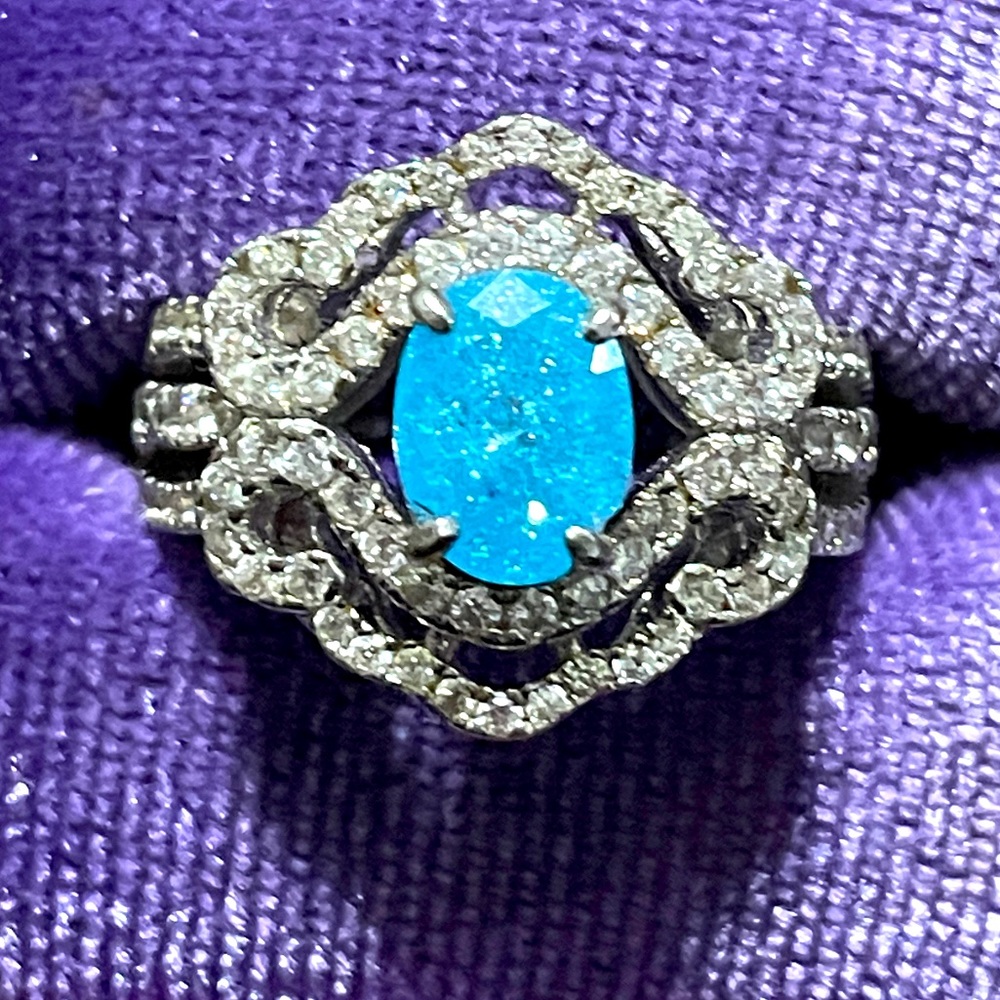 All Around Boutique AAB 925 Blue Ice Crystal Ring Sz6 NWOT